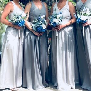 Long Light Silver David’s Bridal bridesmaid dress